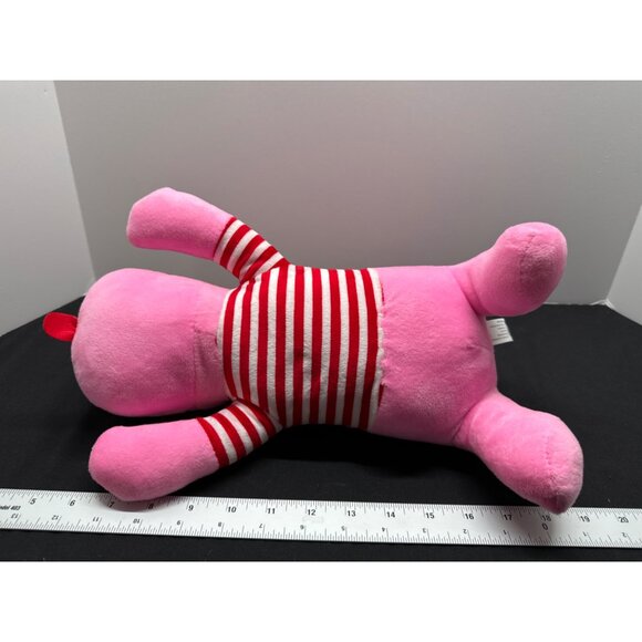 Pink Plush Dog Toy With Red & White Striped Shirt & Brown Ears Pillow Gift - Picture 8 of 8